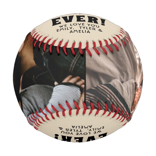 Best Dad Ever Red Heart Father`s Day 2 Photo Baseball