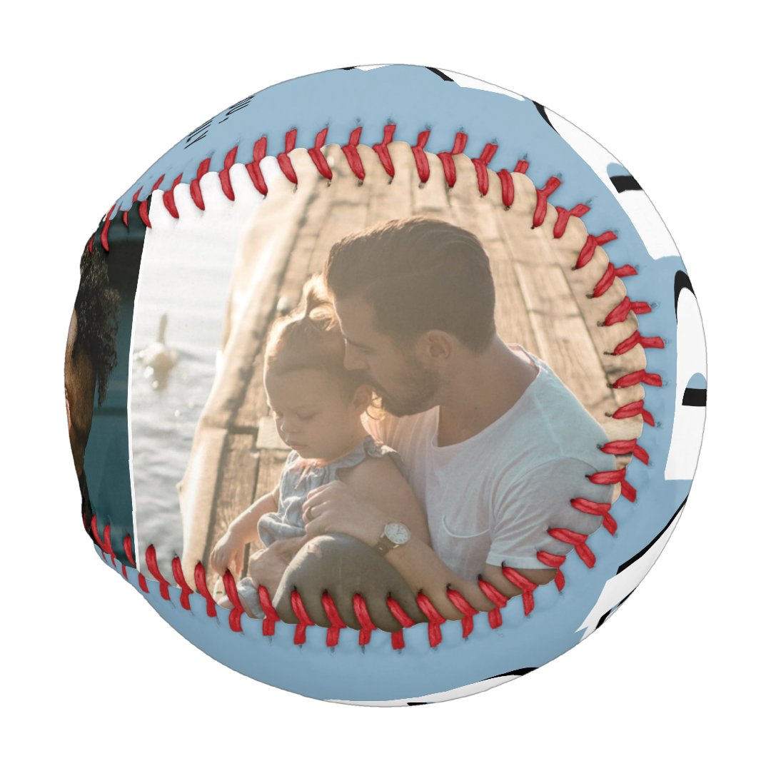 Daddy Dusty Blue Father`s Day 3 Photo Collage Baseball