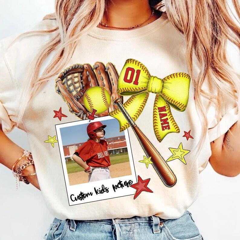 Custom Softball Moment Sports T-Shirts With Photo, Name And Number