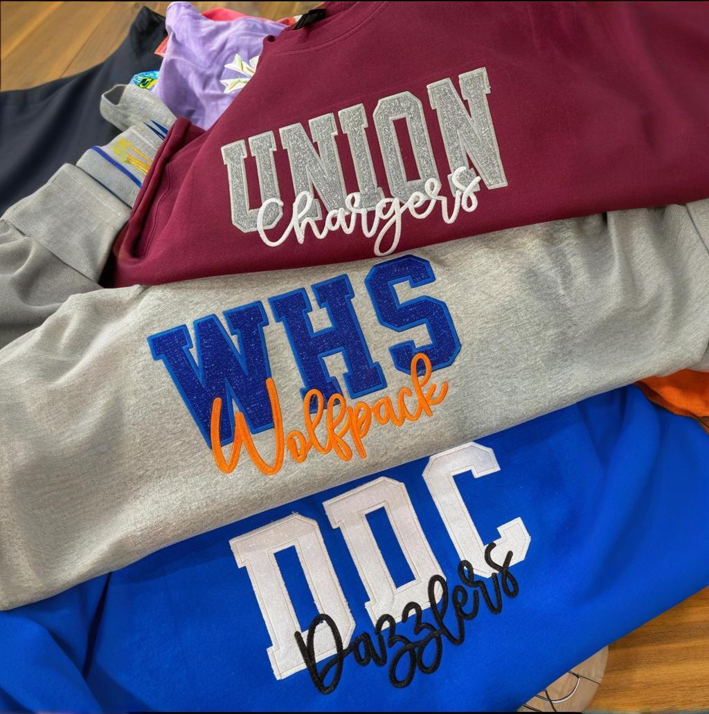 Custom Glitter School Mascot Sweatshirt