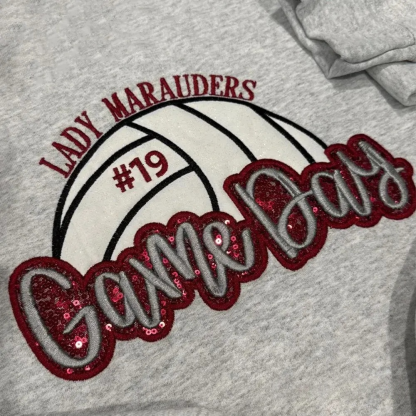 Personalized Volleyball Game Day Sweatshirt With Side Bows Volleyball Coquette Bows Sweatshirt