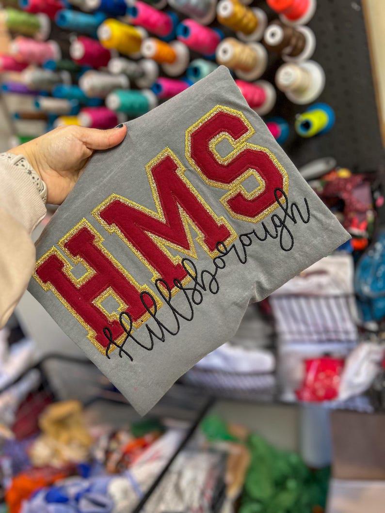 Customized Glitter Campus Team Lettering Embroidered Sweatshirt