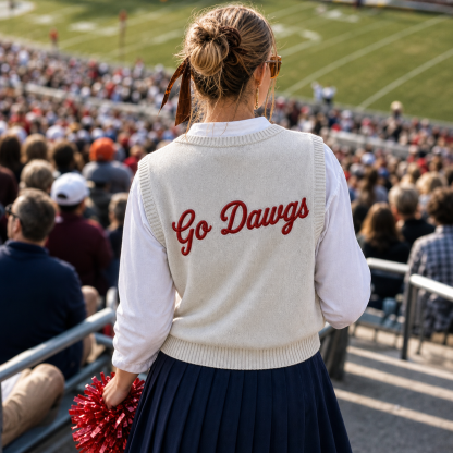 Custom V-Neck Knit Game Day Vest, Personalized Front & Back Text Sweater Vest