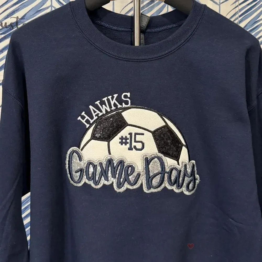 Personalized Soccer Game Day Sweatshirt Sequin Soccer Game Day With Side Bow
