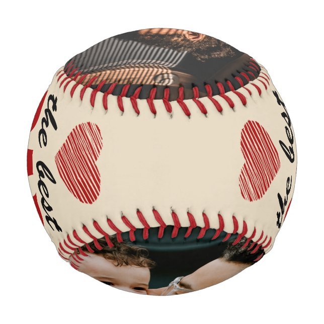 Best Dad Ever Red Heart Father`s Day 2 Photo Baseball
