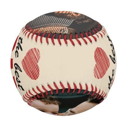 Best Dad Ever Red Heart Father`s Day 2 Photo Baseball