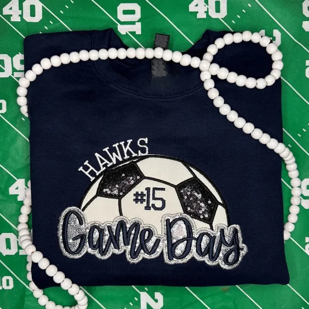 Personalized Soccer Game Day Sweatshirt Sequin Soccer Game Day With Side Bow