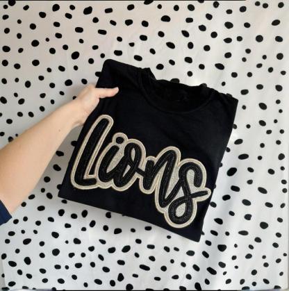 Custom Glitter Embroidered Team Sweatshirt And Tshirt, Sports Mom Glitter Sweatshirt