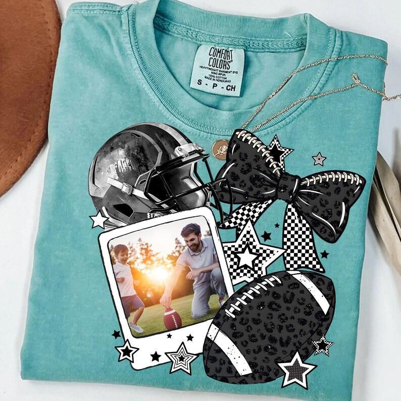 Customized Black And White Campus Football Photo Sweatshirt To Record Wonderful Moments