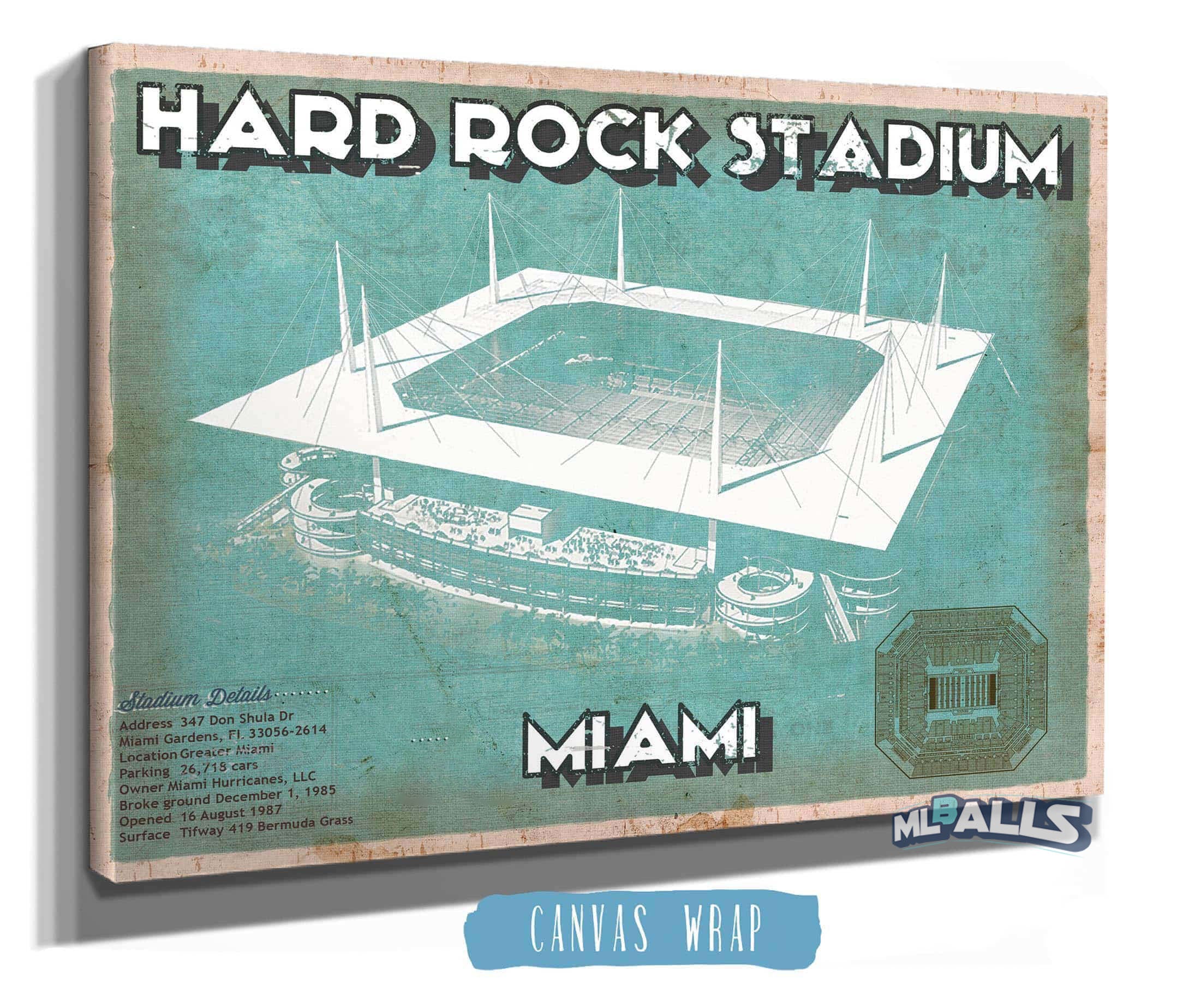 Hard Rock Stadium - Vintage Football Print