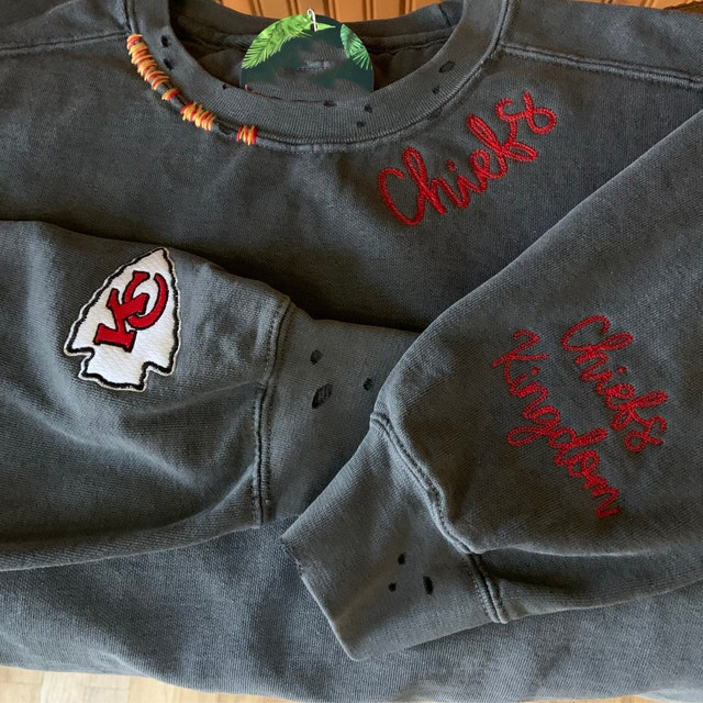VINTAGE CUSTOM CREW-Custom Embroidered Hand Distressed Crew Neck Sweatshirt