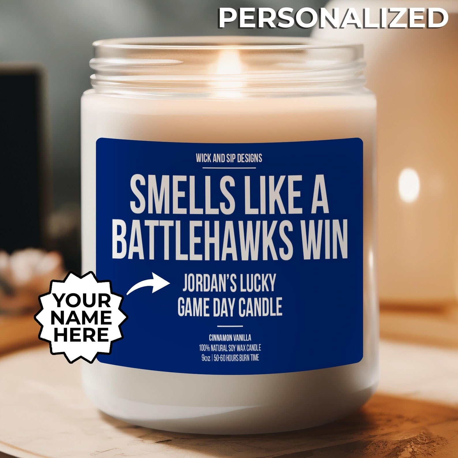 Personalized Smells like A Battlehawks Win Candle, Custom St Louis Battlehawks Gift, United Football League, Game Day Candle, Man Cave