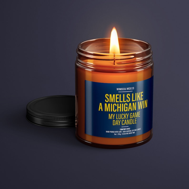 Smells Like A Michigan Win Candle | Unique Gift Idea | Football Candle | Michigan Wolverines | Game Day Decor | Sport Themed Candle