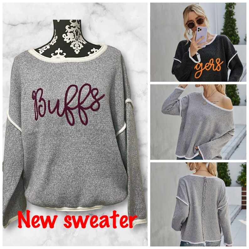 Custom-Made Plush Lettered Sweater By Our Team, Oversized Chenille Yarn Sports Sweater.
