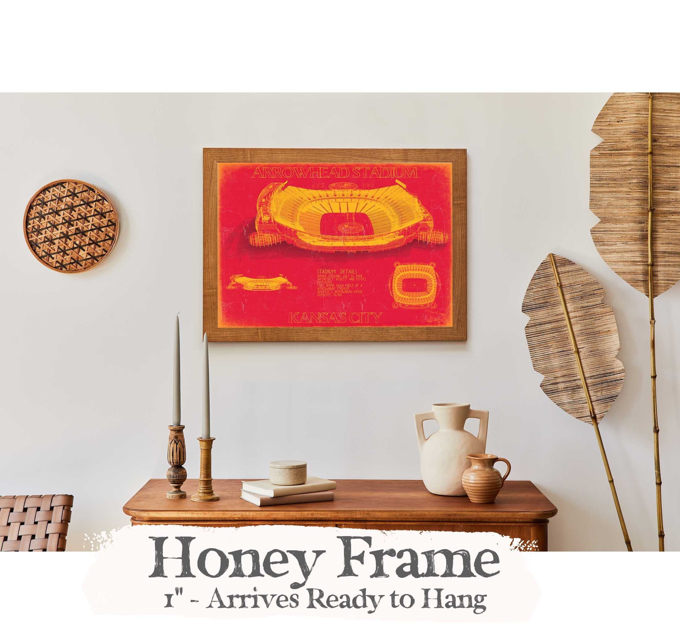 Arrowhead Stadium Wall Art Blueprint Football Stadium Print