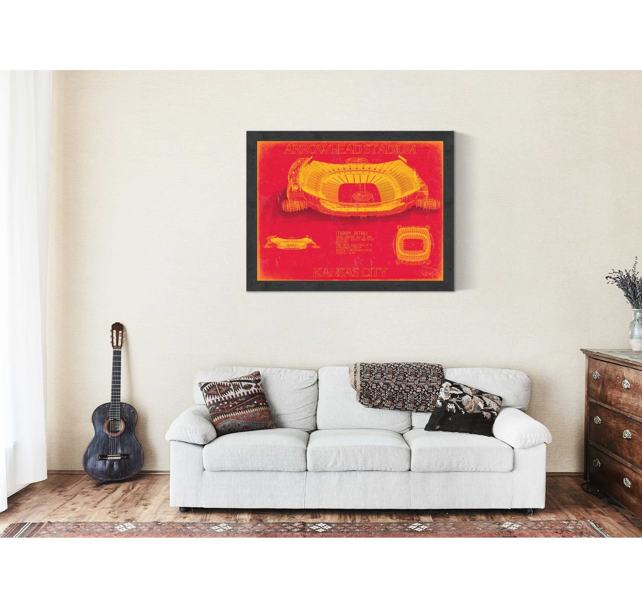 Arrowhead Stadium Wall Art Blueprint Football Stadium Print