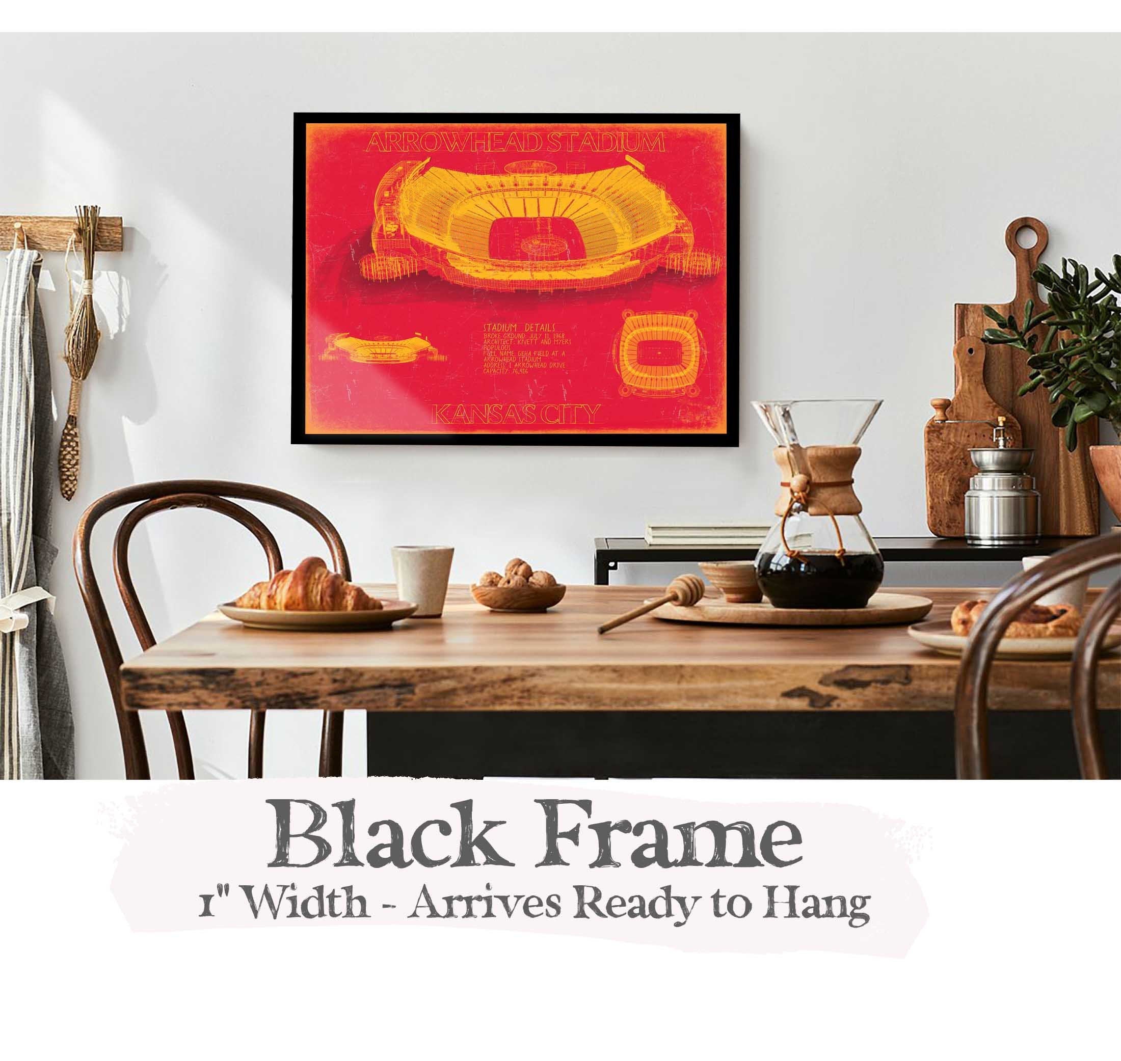 Arrowhead Stadium Wall Art Blueprint Football Stadium Print