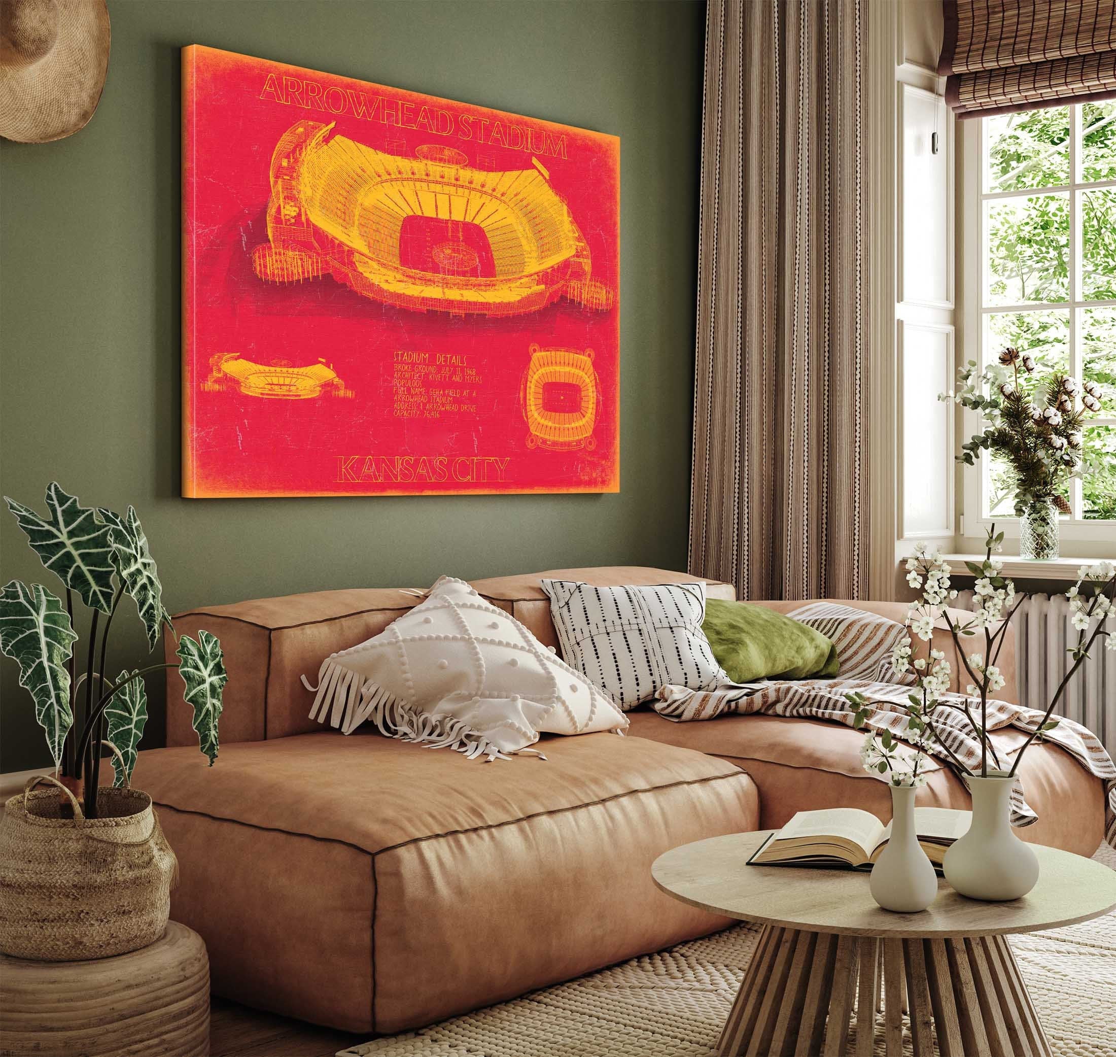 Arrowhead Stadium Wall Art Blueprint Football Stadium Print