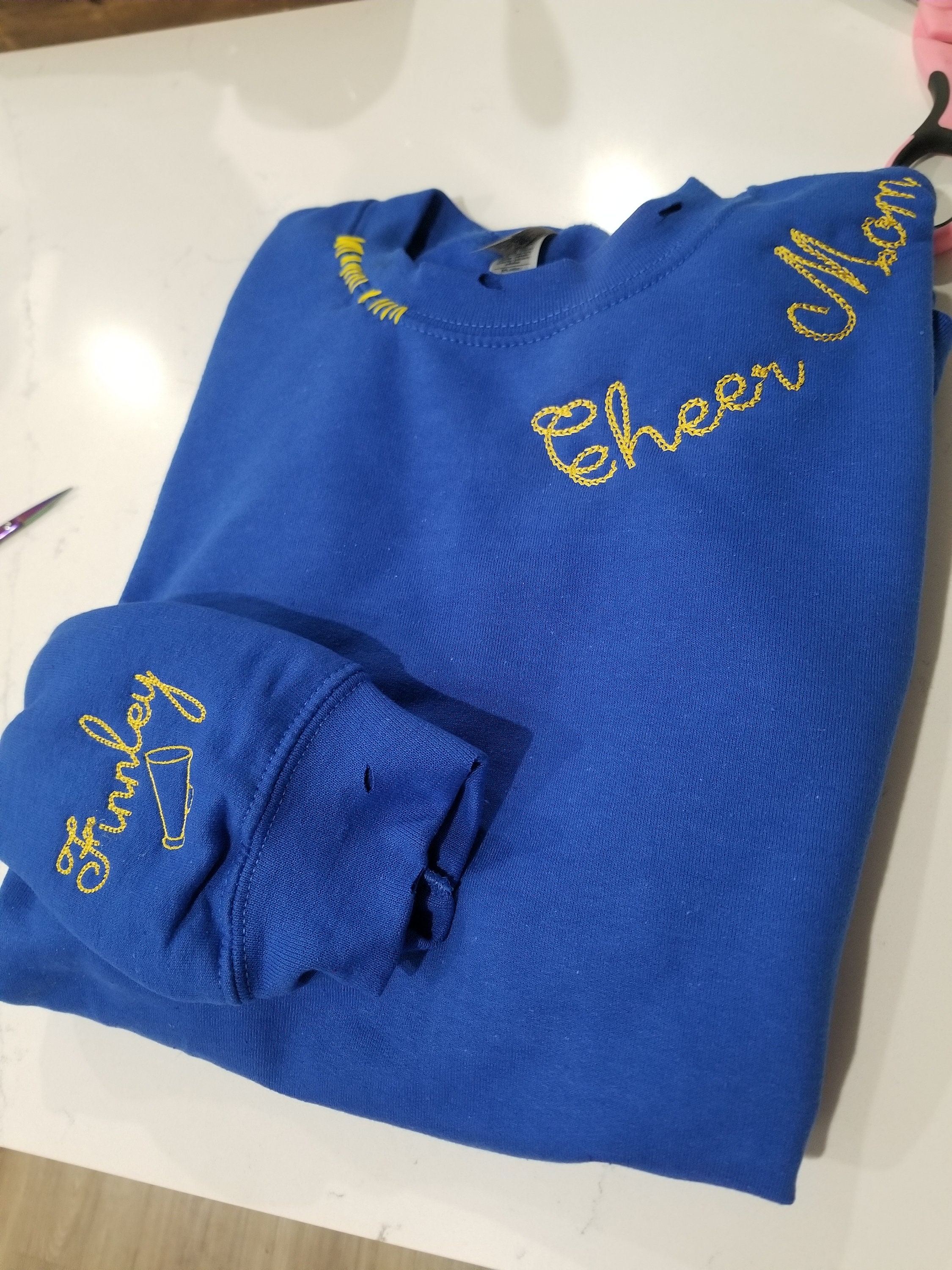 VINTAGE CUSTOM CREW-Custom Embroidered Hand Distressed Crew Neck Sweatshirt