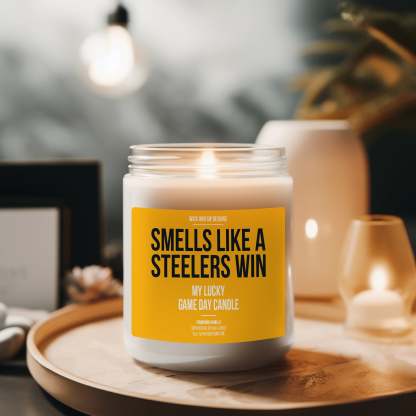 Personalized Smells Like A Steelers Win Candle, Pittsburgh Steelers Candle, Gift for Steelers Fan, Game Day Merch, Football Fan Gift