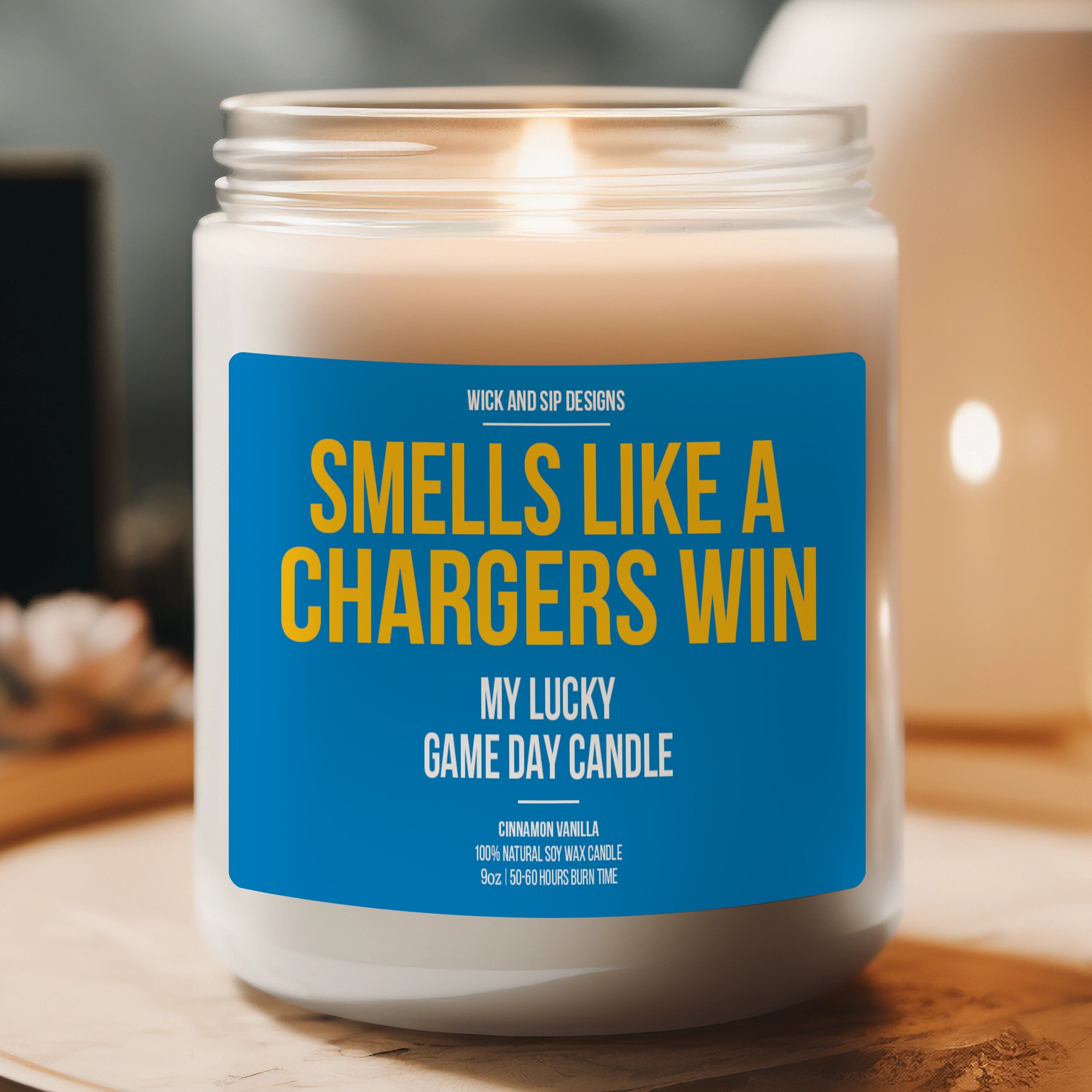 Personalized Smells Like A Chargers Win Candle | San Diego Chargers Candle | Gift for Chargers Fan | Lucky Game Day Candle | Football Fan