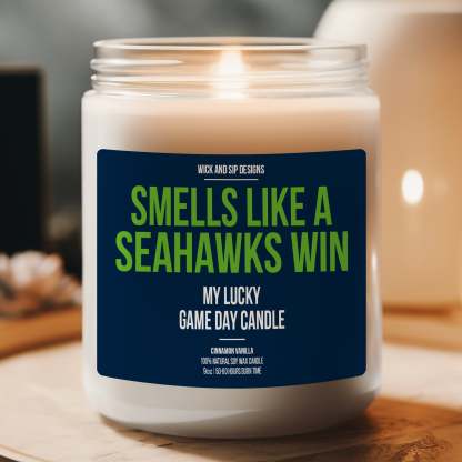 Personalized Smells Like A Seahawks Win Candle | Seattle Seahawks Candle | Gift for Seahawks Fan | Lucky Game Day Candle | Football Fan Gift