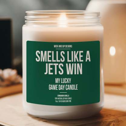 Personalized Smells Like A Jets Win Candle | New York Jets Candle | Gift for Jets Fan | Lucky Game Day Candle | NY Jets Football Fan Merch