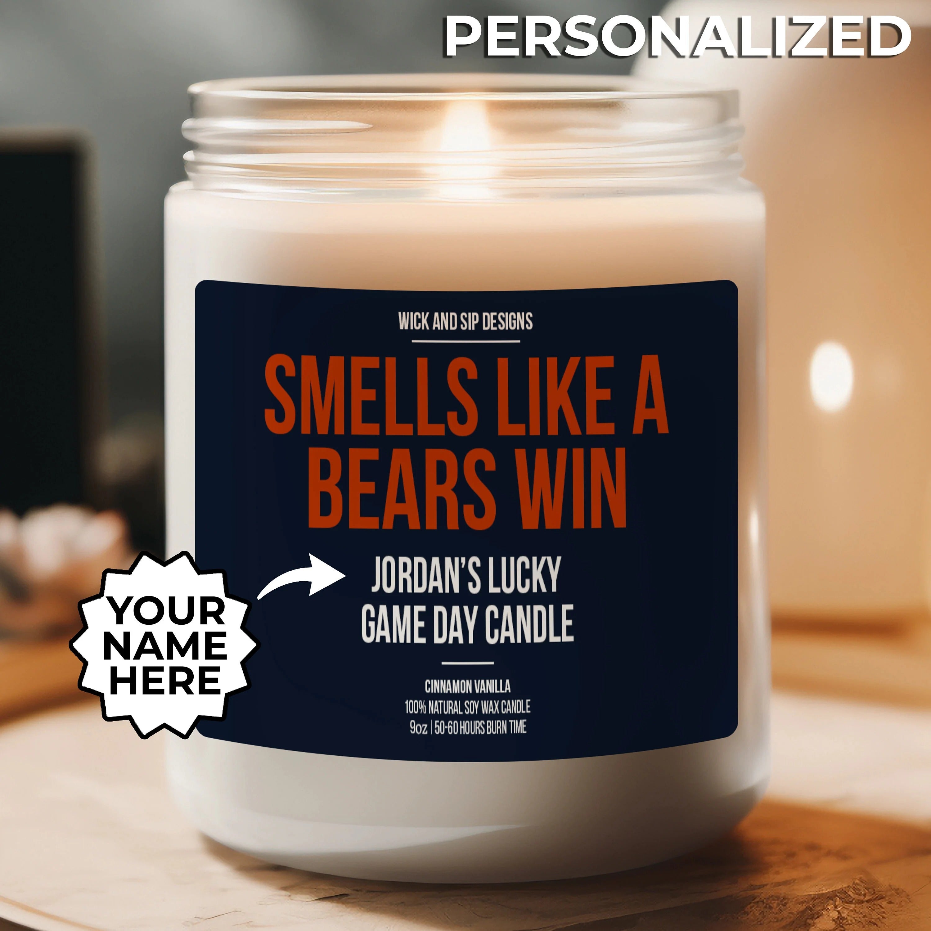 Personalized Smells Like A Bears Win Candle | Chicago Bears Candle | G