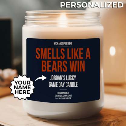 Personalized Smells Like A Bears Win Candle | Chicago Bears Candle | G