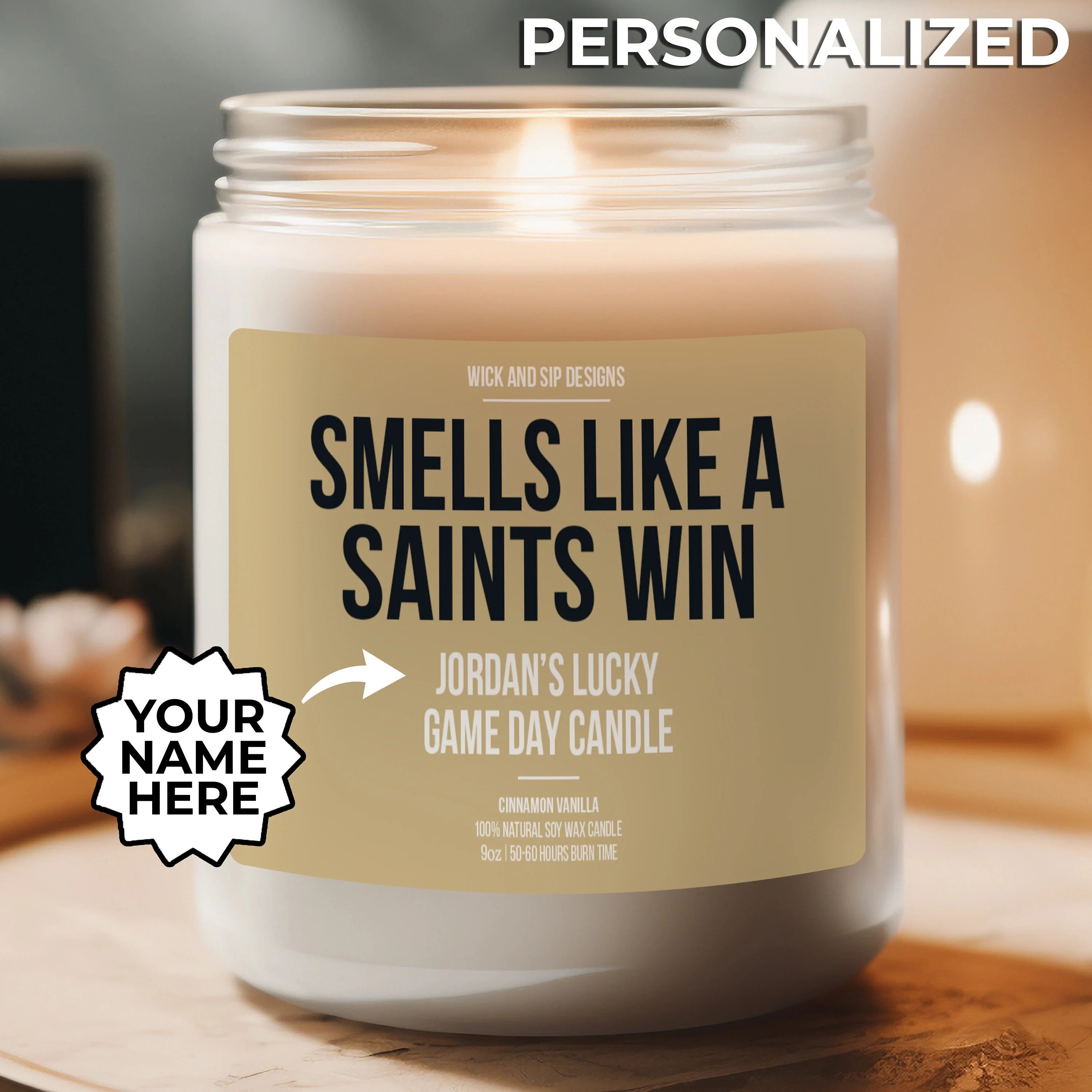 Personalized Smells Like A Saints Win Candle | New Orleans Saints Cand