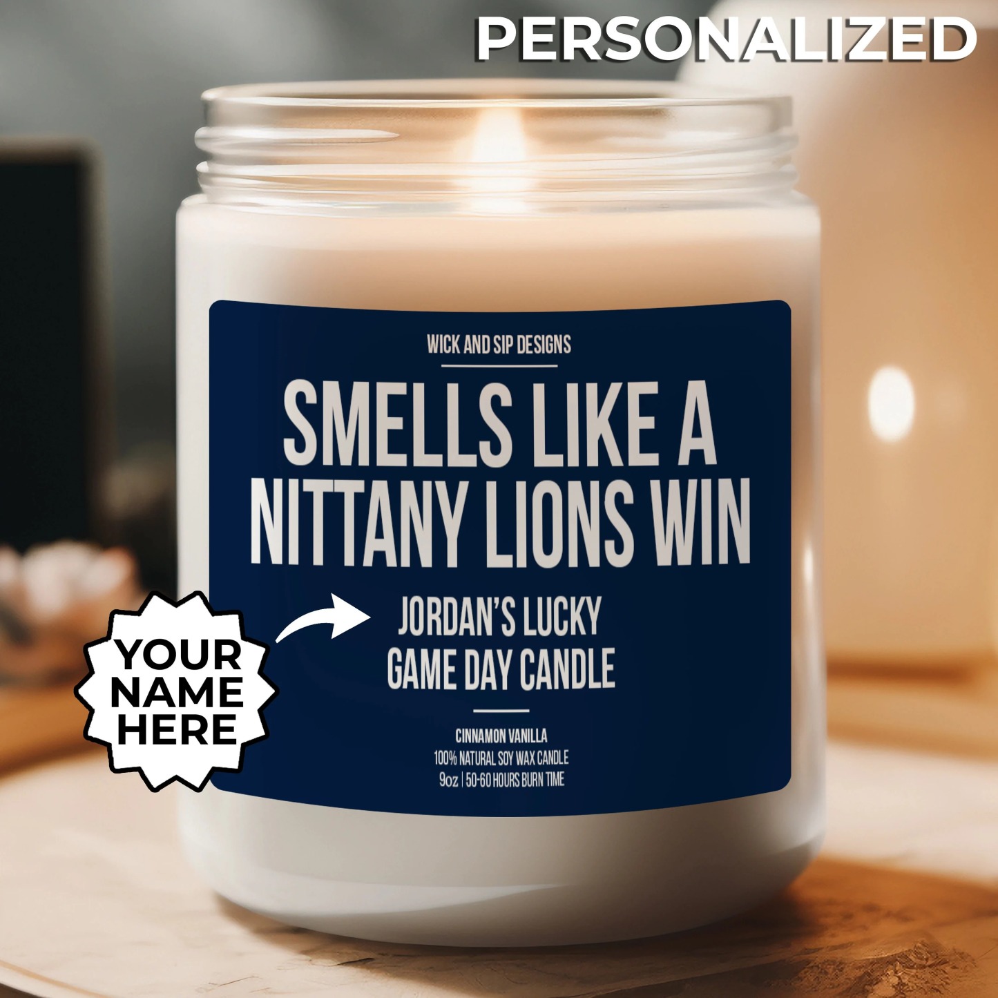 Personalized Smells like A Nittany Lions Win Candle, Custom Penn State