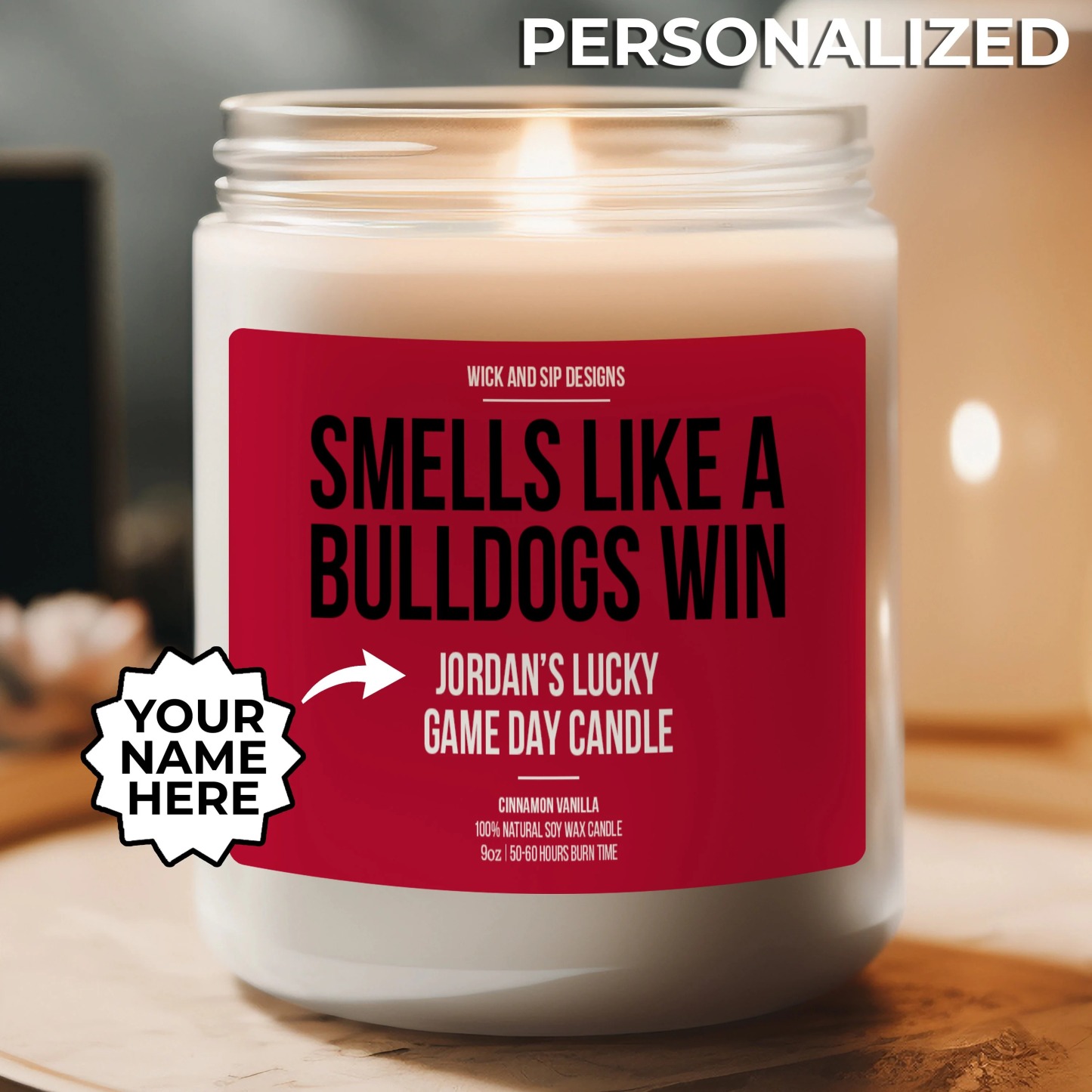 Personalized Smells like A Bulldogs Win Candle, Custom Georgia Candle,