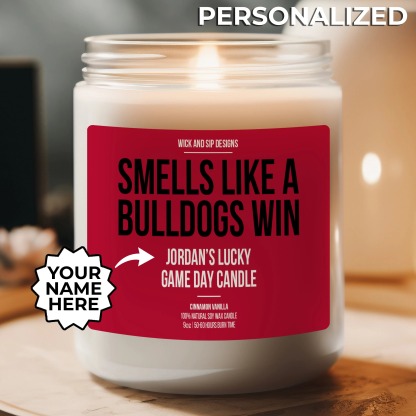 Personalized Smells like A Bulldogs Win Candle, Custom Georgia Candle,