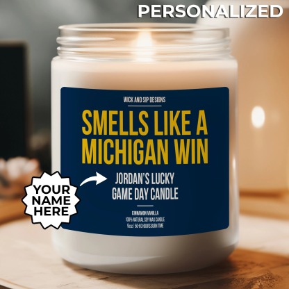 Personalized Smells like A Michigan Win Candle, Wolverines Candle, Gif