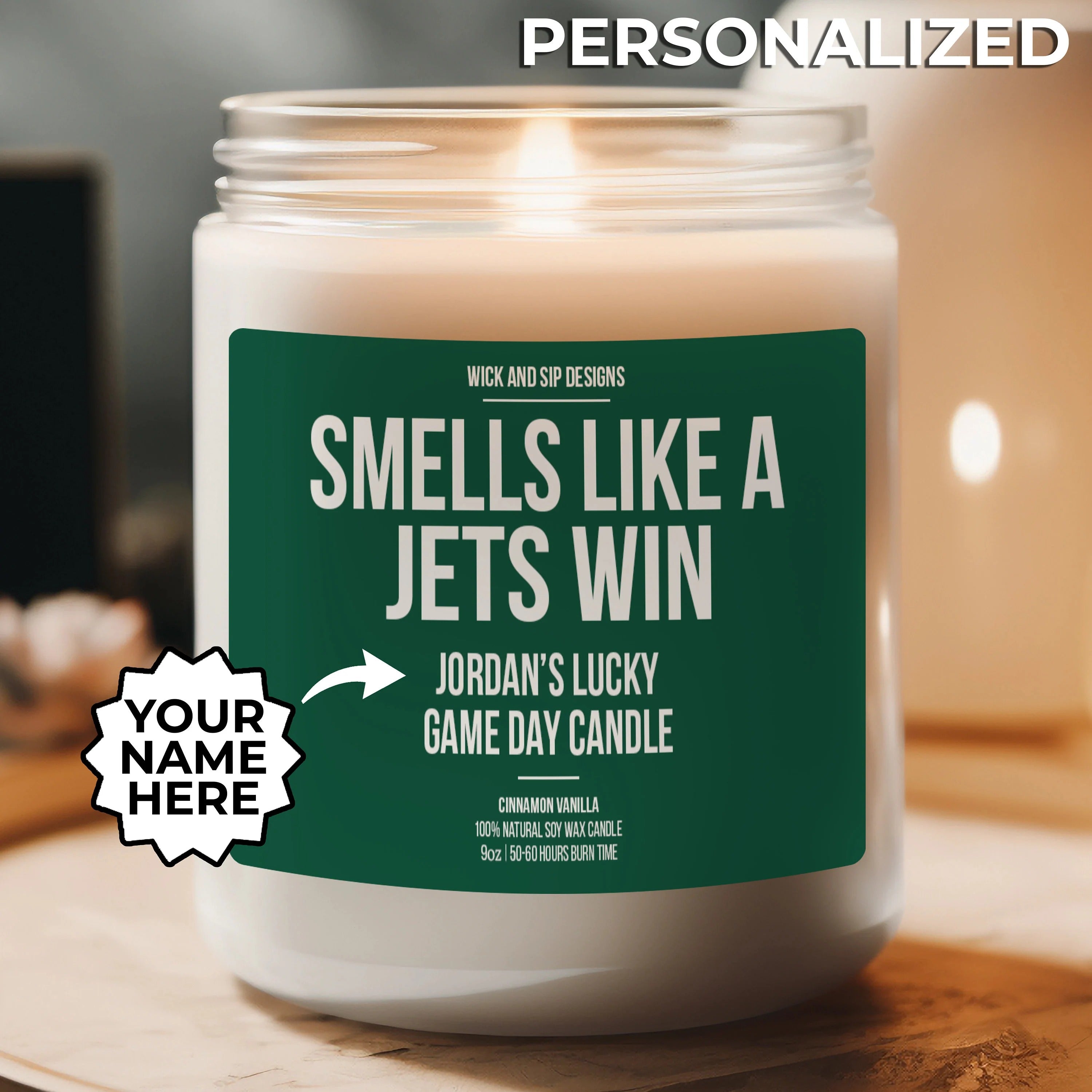 Personalized Smells Like A Jets Win Candle | New York Jets Candle | Gi