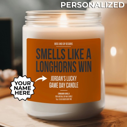 Personalized Smells like A Longhorns Win Candle, Custom Texas Candle, 
