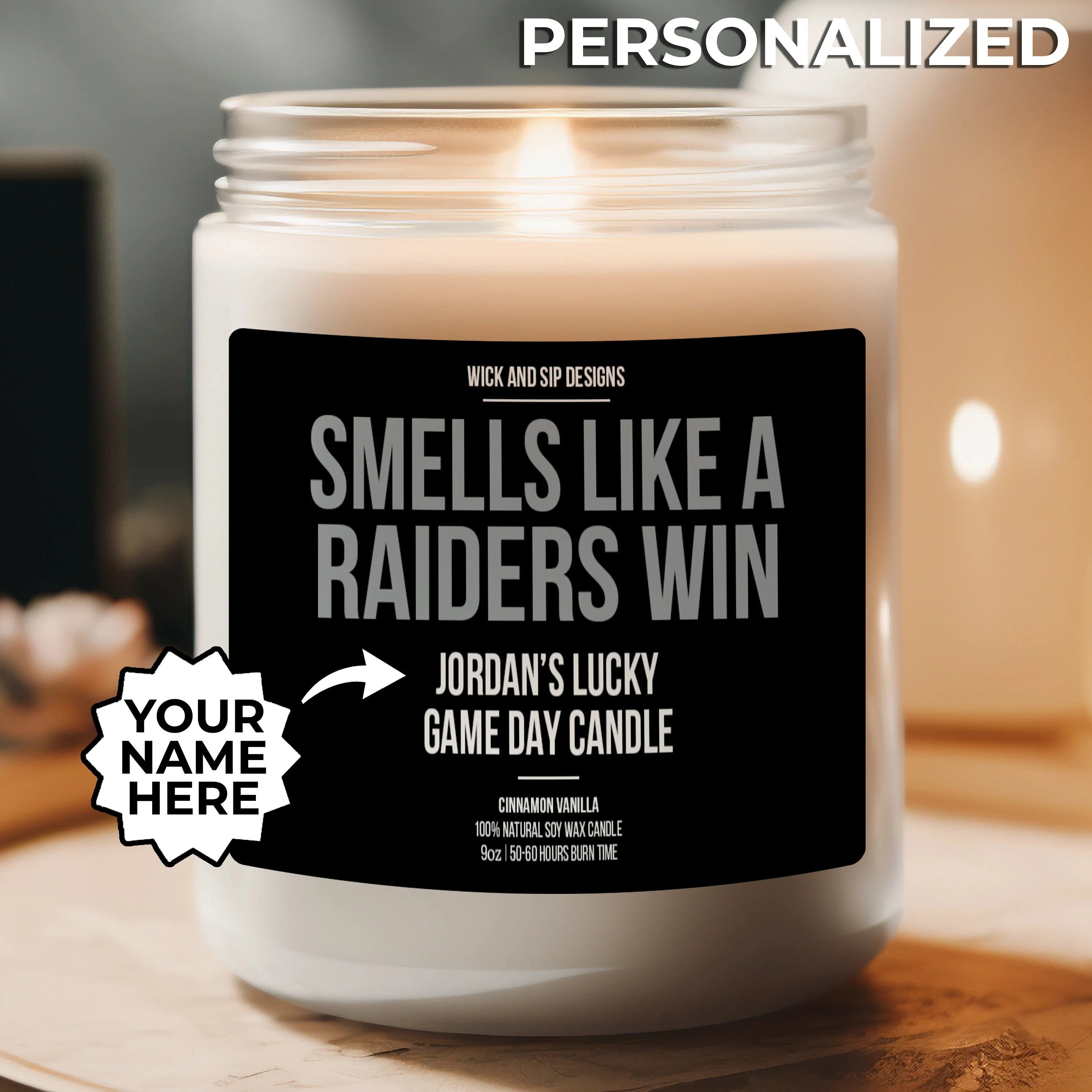 Smells like A Raiders Win | Las Vegas Raiders My Lucky Game Day Candle | Gift for Football Fan | Gift for Vegas Raiders Fan | Man Cave Decor