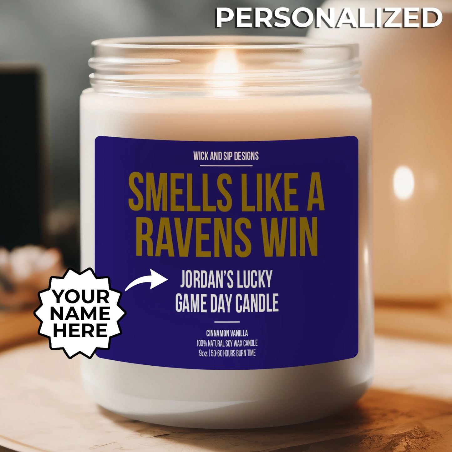 Personalized Smells Like A Ravens Win Candle | Baltimore Ravens Candle
