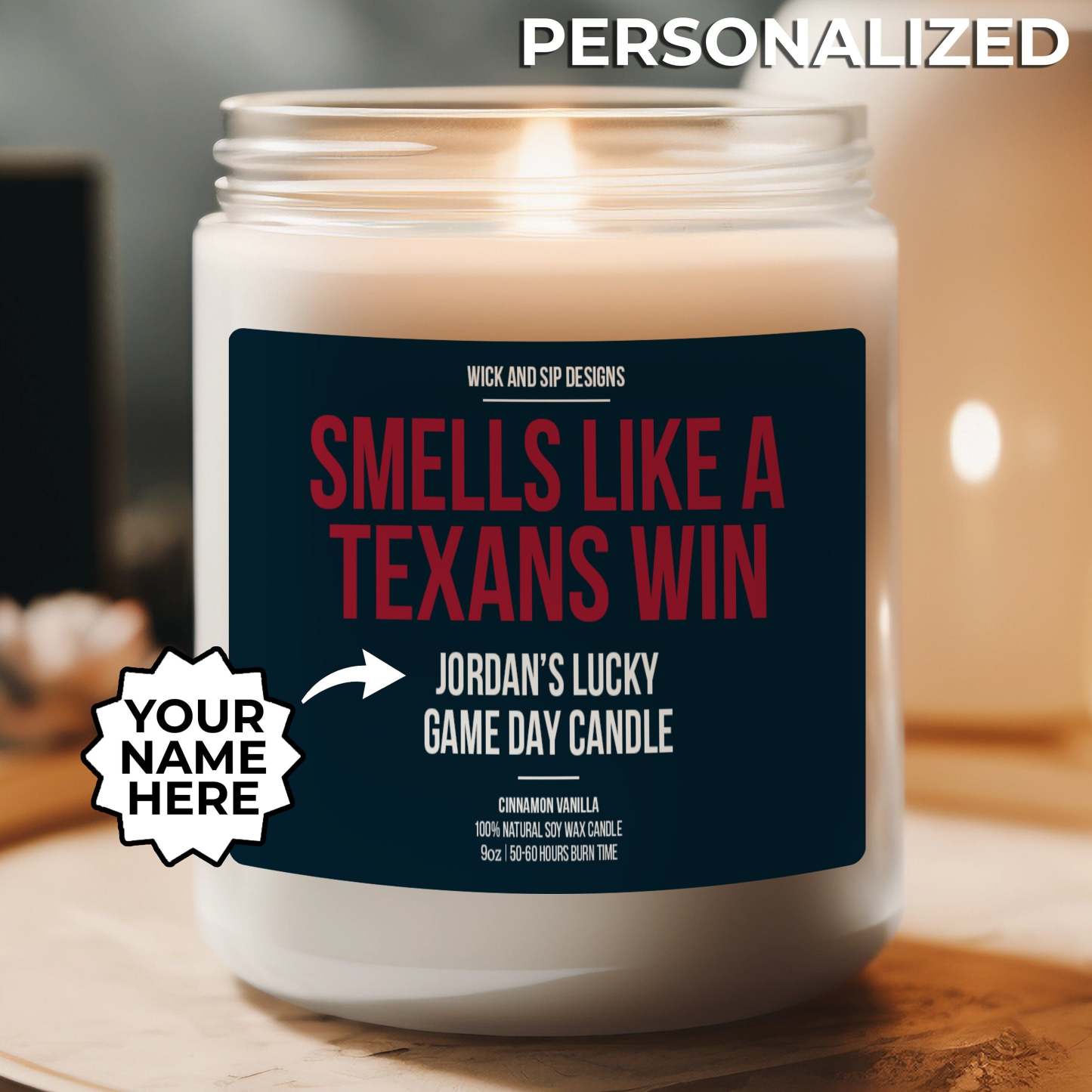 Personalized Smells Like A Texans Win Candle | Houston Texans Candle |