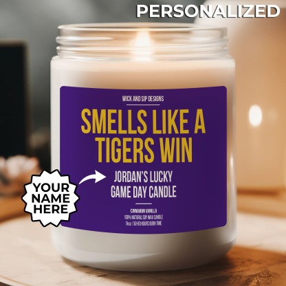 Personalized Smells like A Tigers Win Candle, Custom LSU Candle, Gift 