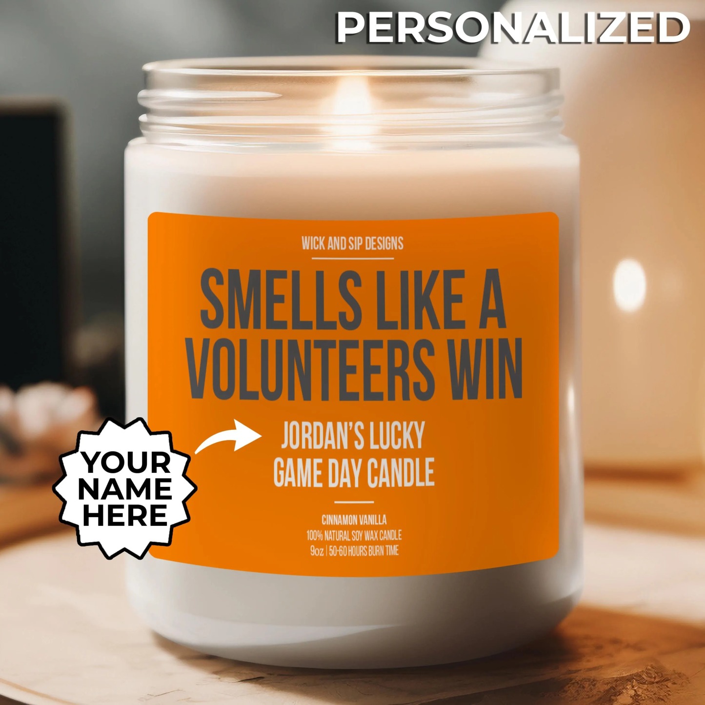 Personalized Smells like A Volunteers Win Candle, Custom Volunteers Ca