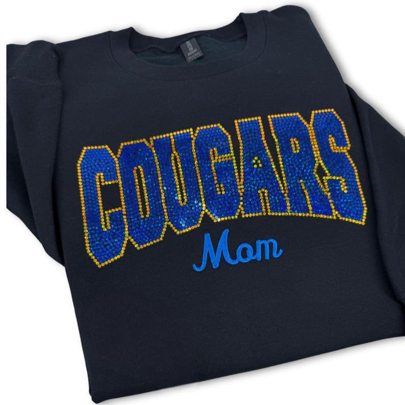 Custom Embroidery Bling Comfort Colors Sports Mom Sweatshirt