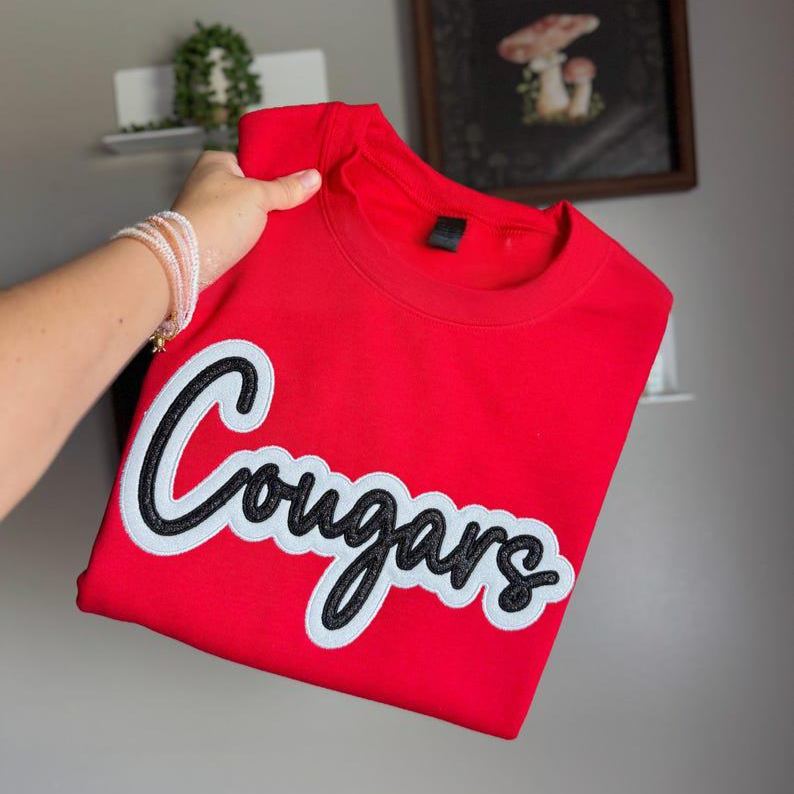 Custom Glitter Embroidered Team Sweatshirt And Tshirt, Sports Mom Glitter Sweatshirt