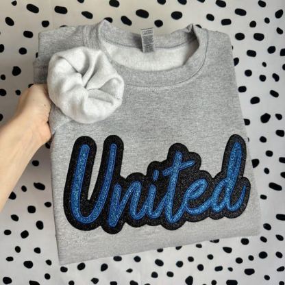 Custom Glitter Embroidered Team Sweatshirt And Tshirt, Sports Mom Glitter Sweatshirt