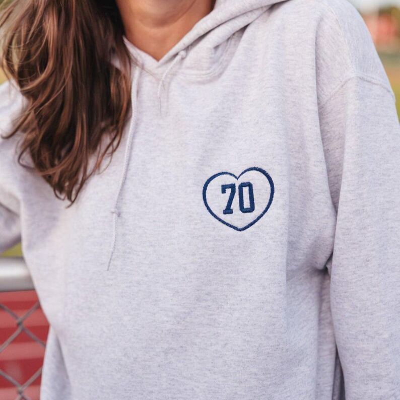 Embroidered Gameday Hoodie With Applique // Custom Football Team Name And Number Hoodie
