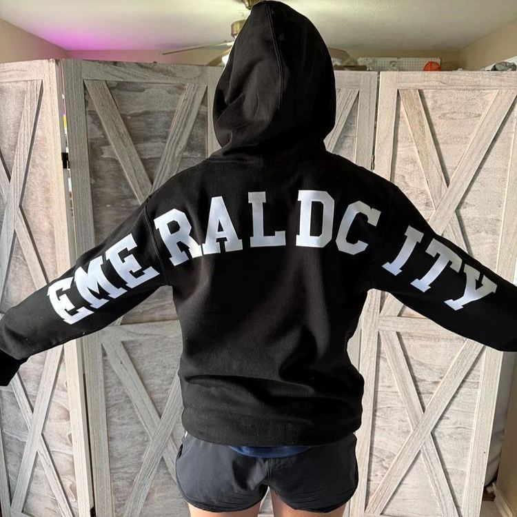 Custom Oversized Lettering Varsity Collegiate Hooded Sweatshirt