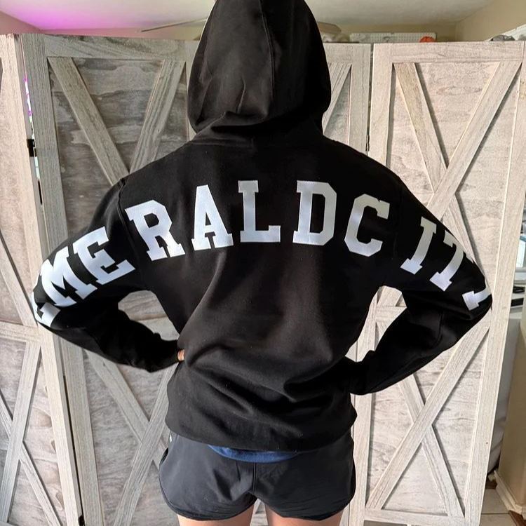 Custom Oversized Lettering Varsity Collegiate Hooded Sweatshirt