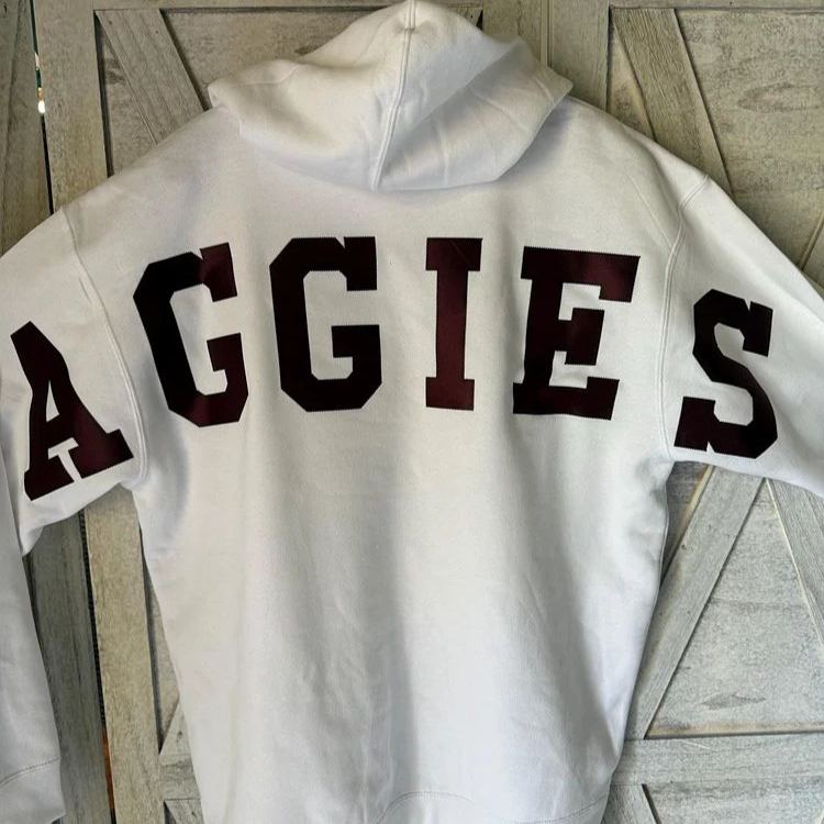 Custom Oversized Lettering Varsity Collegiate Hooded Sweatshirt