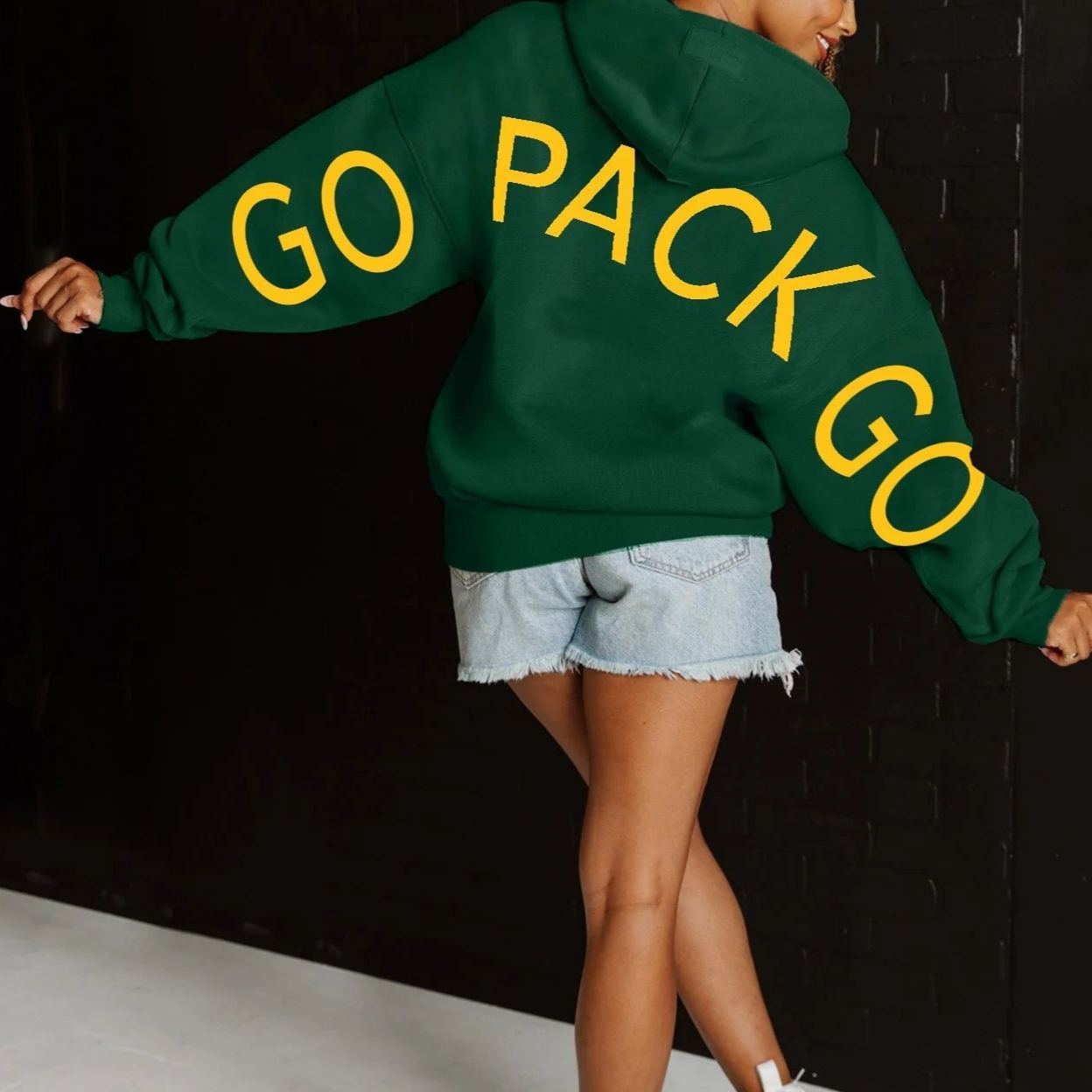 Custom Oversized Lettering Varsity Collegiate Hooded Sweatshirt