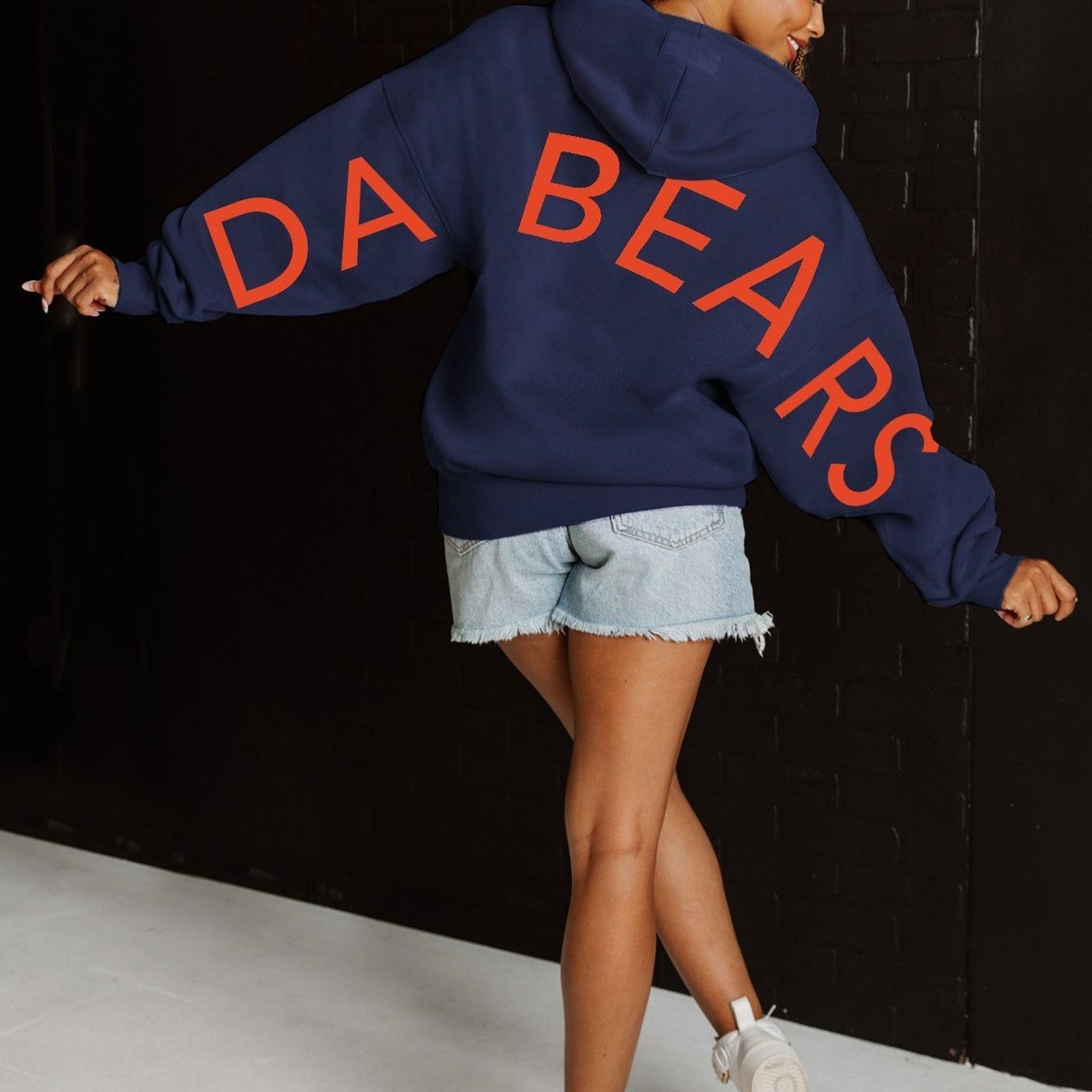 Custom Oversized Lettering Varsity Collegiate Hooded Sweatshirt